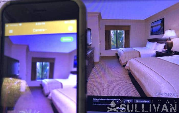 hotel room surveillance using phone app and camera